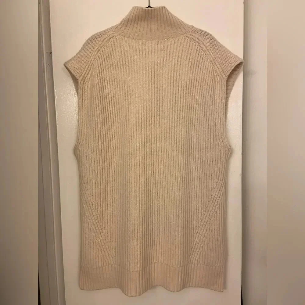 J. Crew Cashmere Sleeveless Turtleneck Tunic Heather Muslin Size M/L - Picture 2 of 10